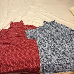 FootJoy L Men's Red and Blue Floral Golf Shirts